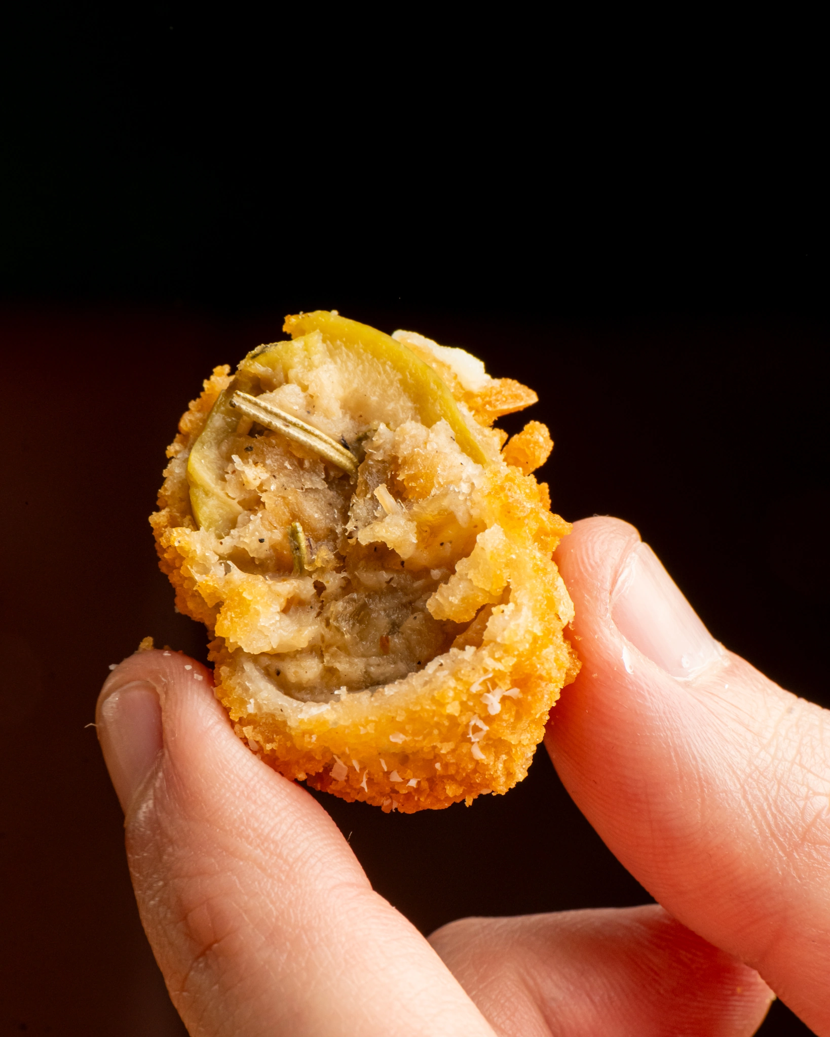 Fritto aperto per mostrare il ripieno